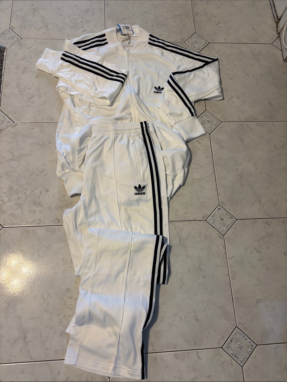 ADIDAS Original 1999 RUNDMC TRACK SUIT White with Black 3-Stripes
